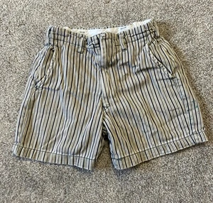 Vintage 60s Youth S Striped Cotton Shorts Buckle Back - Picture 1 of 9
