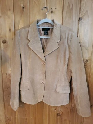 Vintage MetroStyle Women's Brown Suede Leather Blazer Jacket 18  - Image 1 of 4