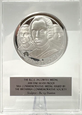 B.C.S. Jacobites Medal .999 Fine Silver Proof 58th Lot. H3 - Image 1 of 4