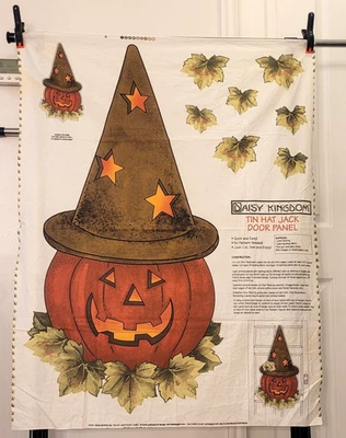 Panel de puerta de Halloween vintage calabaza margarita reino sombrero de hojalata tela Jack 21 x 45 Foto 1 de 4
