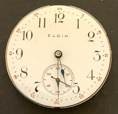 Antique 1907 Elgin Grade 324 Pocket Watch Movement Running Ticks 0s 7j USA - Image 1 of 4