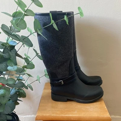 UGG Korynne Rubber High Boot Wellies Rain boot Black Grey Wool size 6 - Image 1 of 4