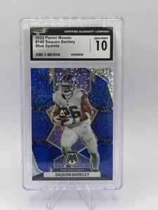 💥Saquon Barkley 2022 Panini Mosaic #146 Blue Sparkle Prizm CGC 10 Gem Mint💥 - Picture 1 of 2