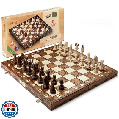 Juego de ajedrez internacional europeo junior hecho a mano Wegiel - madera de lujo de 16 pulgadas Foto 1 de 4