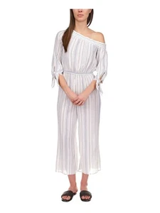MICHAEL MICHAEL KORS Womens White Asymmetrical Neckline High Waist Jumpsuit M - Picture 1 of 11