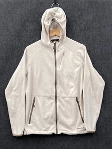 Marmot Womens XL Full Zip Hooded Micro Fleece Jacket Beige Pockets Polartec - Picture 1 of 19