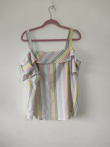 Studio Womens top size 20 summer White Pink Yellow Striped Summer Casual - Picture 1 of 7