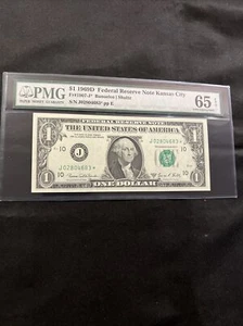 1969D US $1 Federal Reserve Star Note Kansas City PMG 65 GEM UNC HTF - Picture 1 of 6