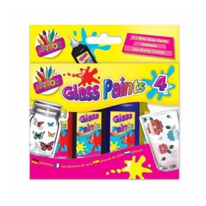 4 x 22ml Glass Paints Kids Painting Kit Black Outliner Transparent Fast Drying - Picture 1 of 5