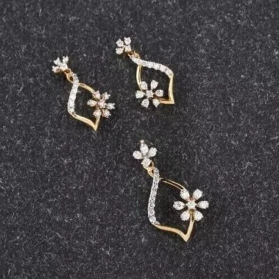 Conjunto de joyas colgantes/pendientes de diamantes simulados de plata 925 para fiesta de aniversario Foto 1 de 3