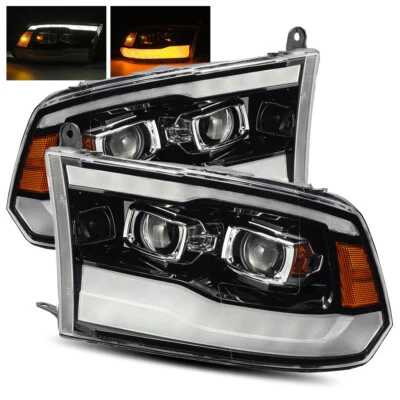 For 09-18 Ram 1500/10-18 2500/3500 Polished Black DRL Dual Projector Headlights — 第 1/4 张图片