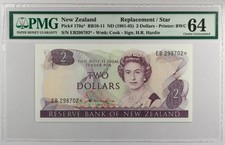 New Zealand ND (1981-85) P-170a* PMG Gem Unc 64... 2 Dollars *Replacement*