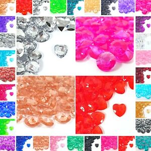 LARGE SCATTER CRYSTALS DIAMANTE DIAMOND / HEART Craft Gem Wedding Table Confetti