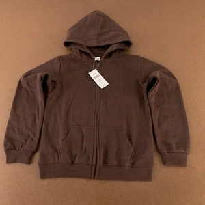 Leveret Boys Size 10 Dark Brown Fleece Pocketed Full Zip Hoodie NWT - Picture 1 of 5