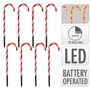 Weihnachtsbeleuchtung 8 x Zuckerstange Outdoor-Leuchtstäbe Indoor Outdoor 47 cm - Bild 1 von 6
