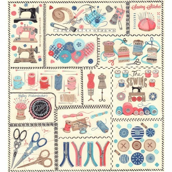 Nutex Fabric - Sew Vintage Sewing Panel - Patchwork Quilting Dressmaking Fabric - Image 1 of 1