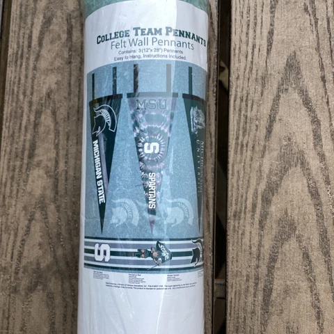 Set of 3 New Sealed MSU Felt Pennants Spartans Each 12" x 28" Michigan State Cover