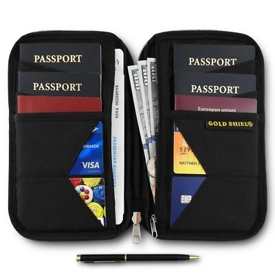 Travel Wallet & Family Passport Holder RFID Blocking Document Organizer Black  - Image 1 of 4