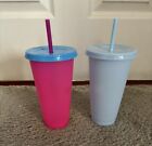 Manna 1371847 Color Changing Plastic Tumblers With Lids And Straws (Set Of 2)