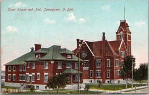 Postal de Jamestown, Dakota del Norte STUTSMAN COUNTY COURT HOUSE & CARCEL 1908 Cancelar - Imagen 1 de 2