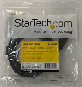 StarTech USB-powered Active HDMI to DisplayPort Adapter Cable HD2DPMM2M 2m 6.5ft - Picture 1 of 2