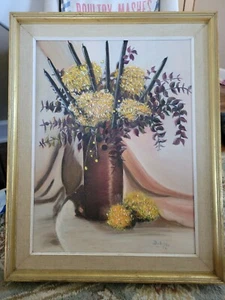 Vintage 1972 Framed Floral Signed Oil Painting - Picture 1 of 8
