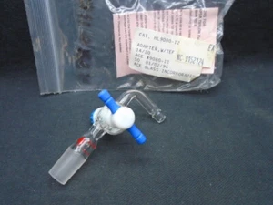 New ACE Glass 14/20 Bent Hose Connection Adapter w/ 2mm PTFE Stopcock 9080-12 - Picture 1 of 4