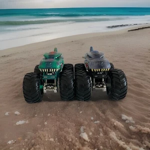 2 Mega Wrex Monster Jam Monster Truck 1:64 Scale Blue & Green Diecast Hot Wheels - Picture 1 of 5
