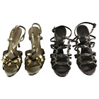 2 Pair Shoes Heels Nina & Bandolind Womens Sz 8 Silver Gold Strappy Spike Prom