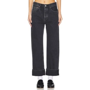 NUEVO CON ETIQUETAS AGOLDE Fran Jean Denim Pierna Ancha Baja Colgada en Té Negro 27 - Imagen 1 de 13