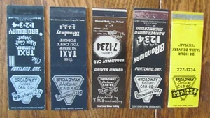 TAXI CAB: BROADWAY DELUXE CAB (PORTLAND, OREGON) (5 MATCHBOOK MATCHCOVERS) -F24 - Picture 1 of 1