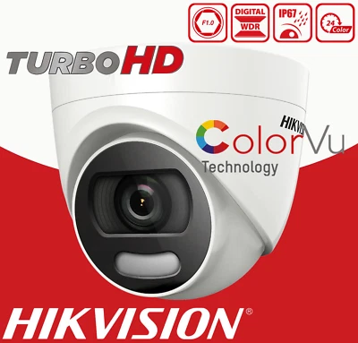 Hikvision 1080p ColorVu Fixed Turret Camera COLOR AT NIGHT 4 IN 1 BNC FULL HD UK - Image 1 of 4