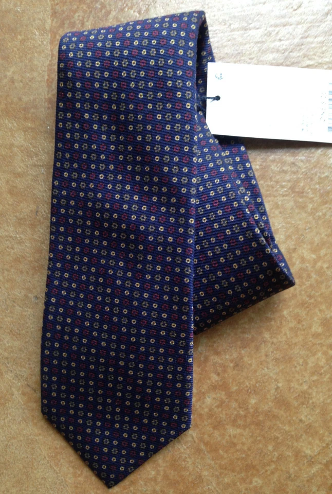 Ledbury Men's The Deming Tile 100 Silk Neck Tie Deep Blue One Size