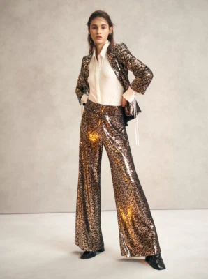 CUE LEOPARD SEQUIN TROUSER SIZE:8 MADE IN AUSTRALIA Foto 1 de 4