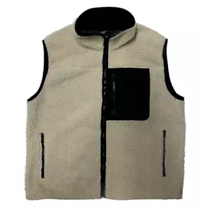 Eddie Bauer Vest Womens Large Oatmeal Fleece Deep Pile Retro - Picture 1 of 5