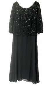 Roaman's NWT Black Embellished maxi Gown Womens 14W Sequins - Picture 1 of 8