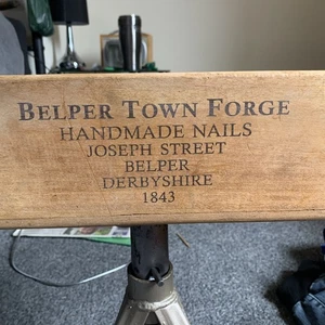 Vintage Storage Box wooden Crate with Handles by nailers belper town forge - Picture 1 of 13
