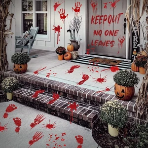 Halloween Bloody Handprint Footprint Floor Clings Indoor Outdoor Party Decor - Picture 1 of 8