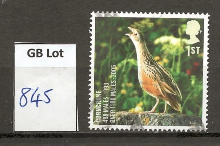 GB stamp Lot 845 - 2007 Action for Species 1 SG2772 Corncrake -  genuine used - Image 1 of 1
