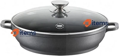 Berndes Serving Pan With Glass Lid Induction, 32 CM, Stainless Steel Base Black - Image 1 of 4