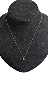9ct Gold Diamond Teardrop Pendant Necklace 10K Chain 26.5cm - Picture 1 of 6