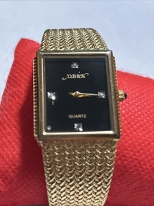 Reloj de cuarzo vintage Xavier para hombre obra maestra diamante genuino oro suizo años 80 - Imagen 1 de 22