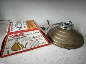 Vintage Starbell Christmas Tree Stand Gold Revolving Musical - Picture 1 of 15