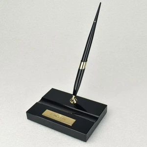 Vintage Sheaffer Füllfederhalter Schreibtisch Set schwarz mit 14K Goldfeder 5"x3,5" weiße Punkte - Bild 1 von 18