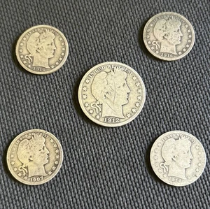 (1) MEDIO DÓLAR DE PELUQUERO Y [LOTE DE 4] CUARTOS DE BARBERO 90% Plata $1.50 Cara - Imagen 1 de 2