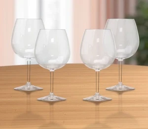 Set of Four Clear Tritan Plastic Stemmed All Purpose Wine Glass - Picture 1 of 8