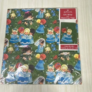 Vintage 60s Gift Wrap Singing Girls Choir CHRISTMAS Hallmark Wrapping Paper MCM - Picture 1 of 7