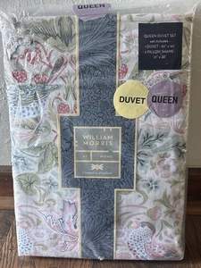 ~ William Morris QUEEN 3-teiliges Set mit Bettbezug & Kissenbezug ERDBEERDIEB - Sommer - Bild 1 von 2