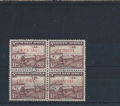 OFICIAL SUROESTE ÁFRICA 1938 11/2d PÚRPURA-MARRÓN BLOQUE DE CUATRO USADO SG O17 Foto 1 de 2