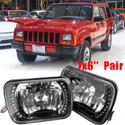 7x6" 5x7"inch LED Headlights Sealed High/Low Beam For Jeep Cherokee XJ 1984-2001 - Image 1 of 4